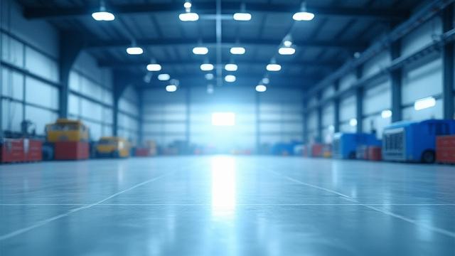 Vast, clean industrial warehouse with polished concrete floors