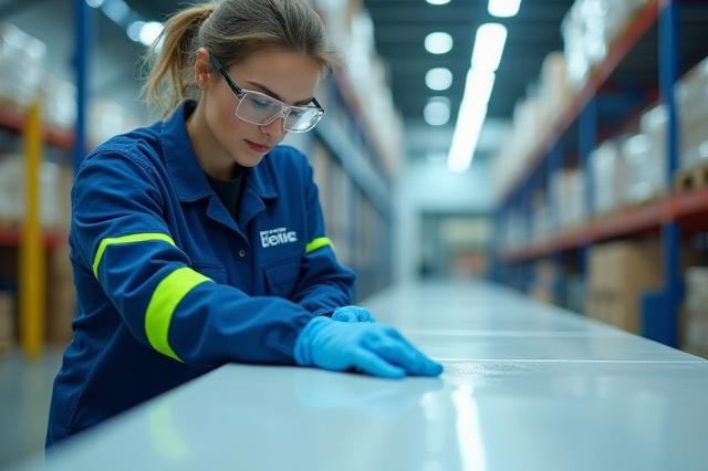 Workers in high-visibility safety gear maintaining an industrial facility
